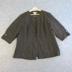 Coldwater Creek Womens Blazer Jacket W 18 Brown Lined Office Rivet Detailed 472